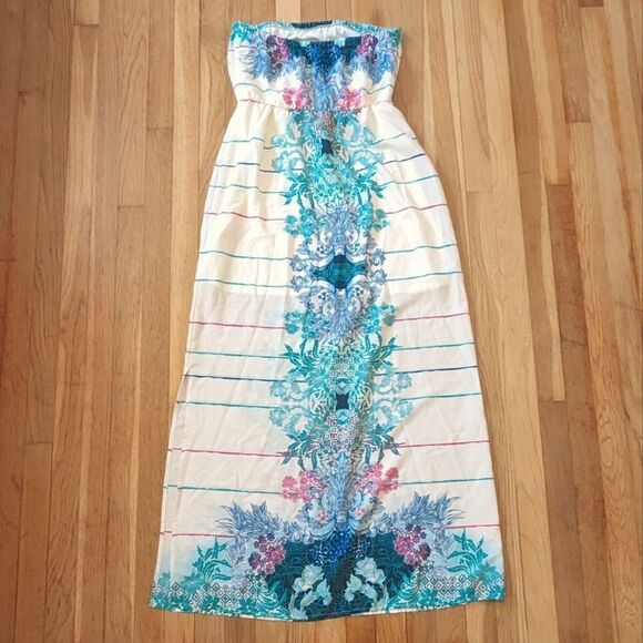 Pink Owl Strapless Maxi Floral Aztec Dress NWT - Picture 2 of 4